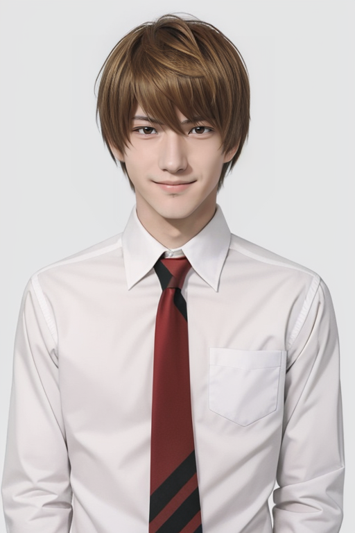 16037-3162883956-Yagami Light,1boy,(16 years old_1.3),(a stern expression_1.1),red tie,yellow hair,handsome,necktie,realistic,simple background,s.png
